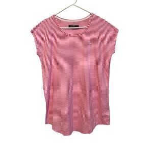 Lauren Ralph Lauren Pink Striped Tee Short Sleeve Top Cotton Logo Preppy XL